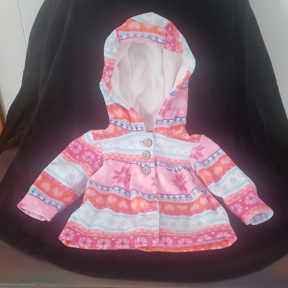 Adorable Carter's Infant Fleece Hooded Top Snowflake Design Sz 3 Mos